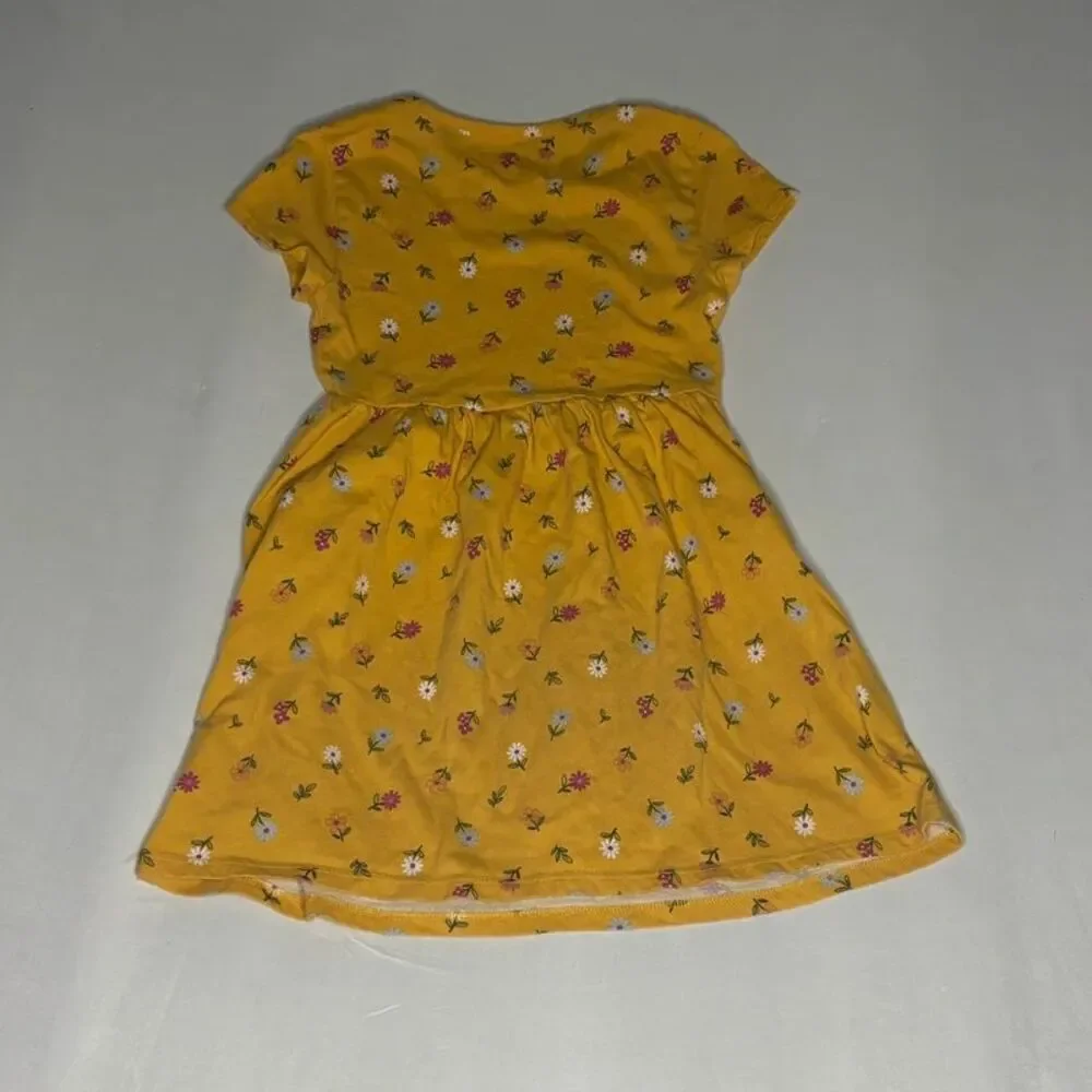 Wonder Nation Girls Yellow Floral Dress Size S (6-6X) | Kids Pocket Dress